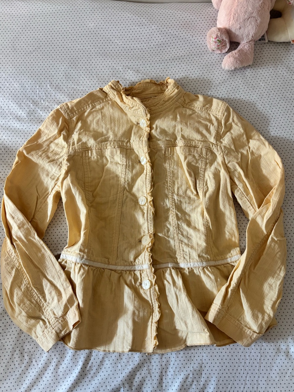 Yellow Button-Front Cotton Top